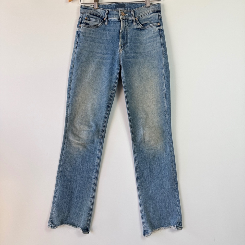 MOTHER The Rascal Ankle Chew Women 25 Blue Truth Or Dare Raw Hem Jeans